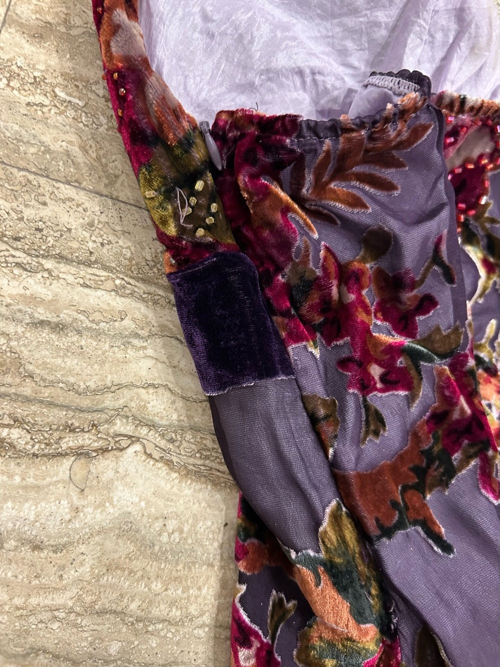 HaleBob Lavender and Burgundy Velvet Floral Halter Top - Picture 6 of 8